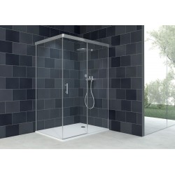Mampara ducha Rectangular 1 Puerta - 1 Fijo TRANSPARENTE Moddelo 12 Acquaban.