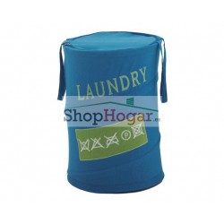 Cesta Gedy ropa sucia Laundry azul celeste.